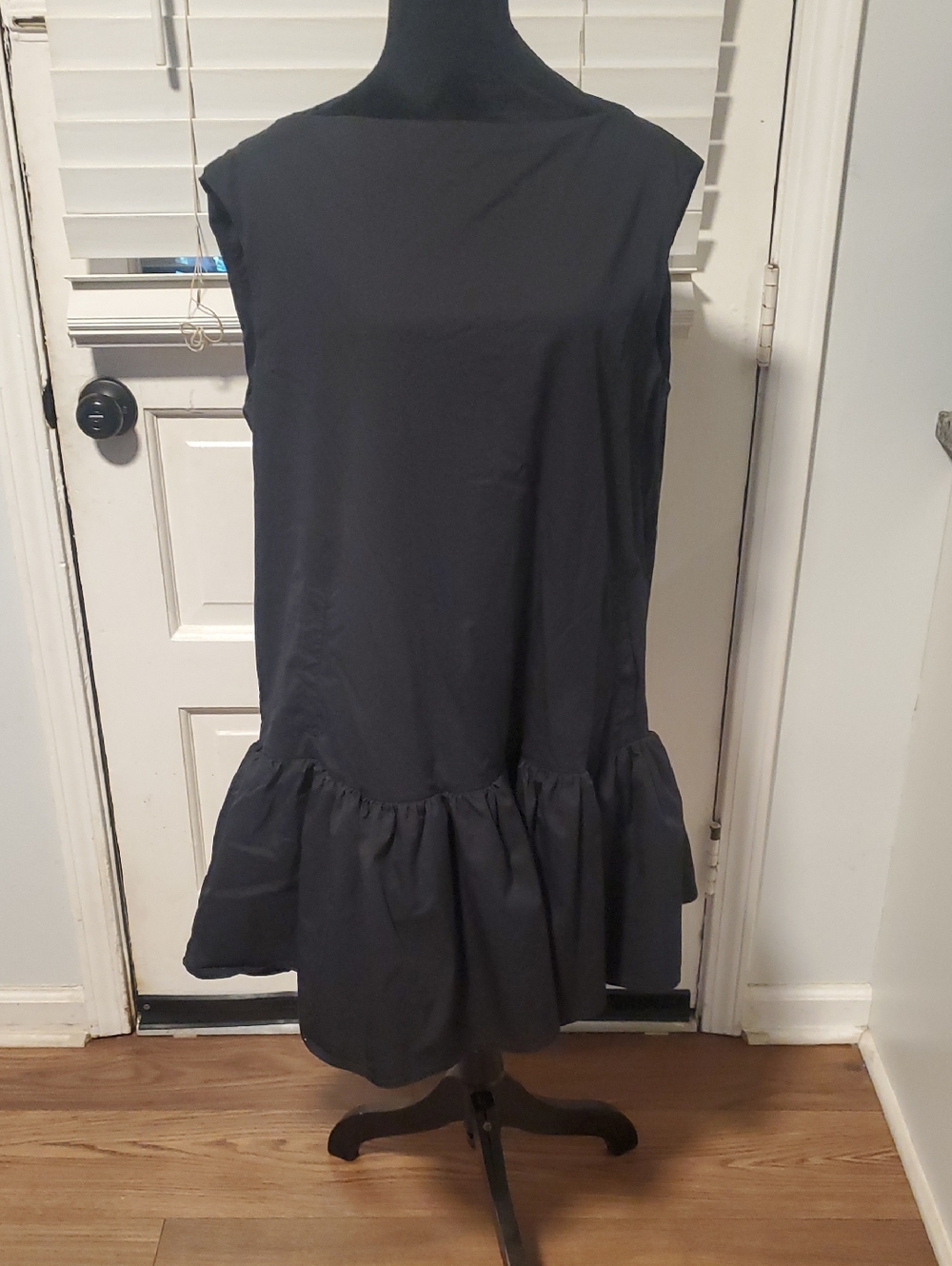 Amylynn Sleeveless Black Ruffle-Hem Mini Dress
